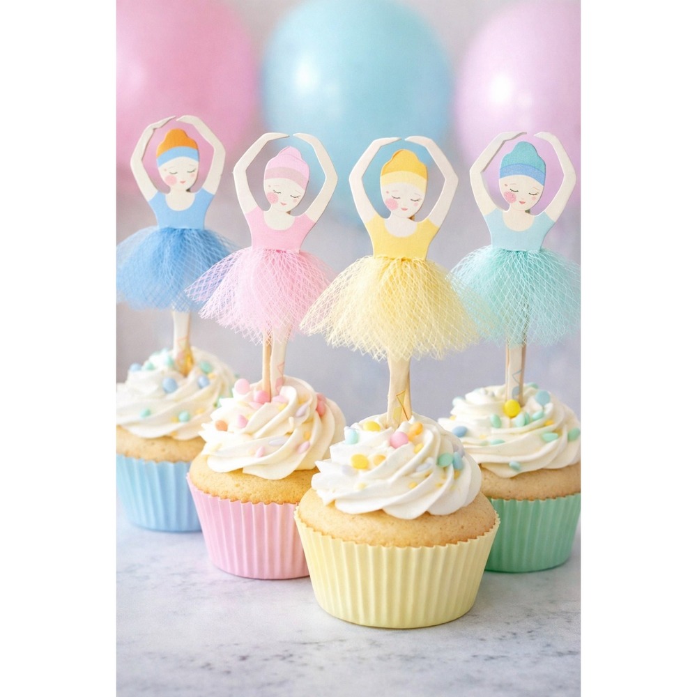 Ballerina Party Picks Set‎ of 24 Ballet Tule Appetizer, Cupcake, Cake Toppers